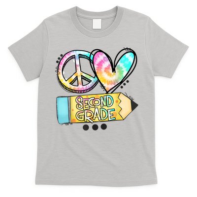 Peace Love Second Grade Funny TieDye Teacher T-Shirt