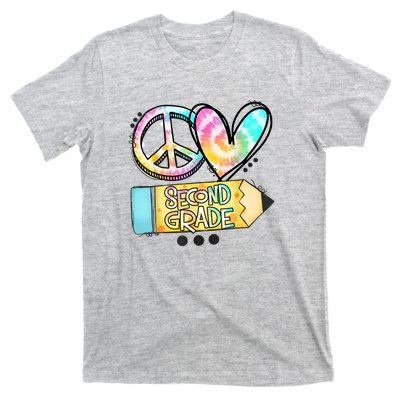 Peace Love Second Grade Funny TieDye Teacher T-Shirt