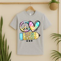 Peace Love Second Grade Funny TieDye Teacher T-Shirt