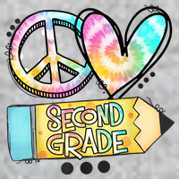 Peace Love Second Grade Funny TieDye Teacher T-Shirt