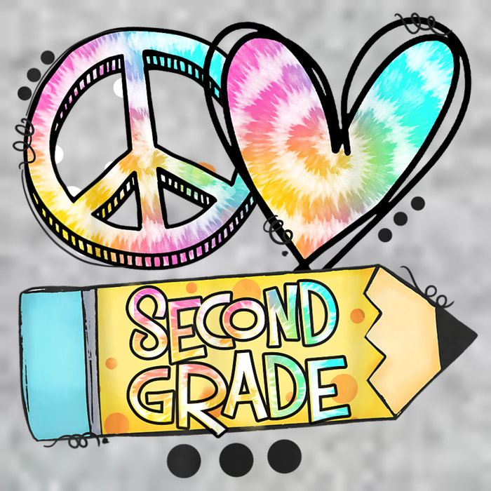 Peace Love Second Grade Funny TieDye Teacher T-Shirt