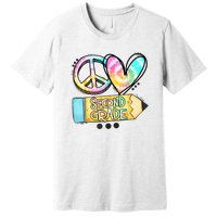 Peace Love Second Grade Funny TieDye Teacher Premium T-Shirt