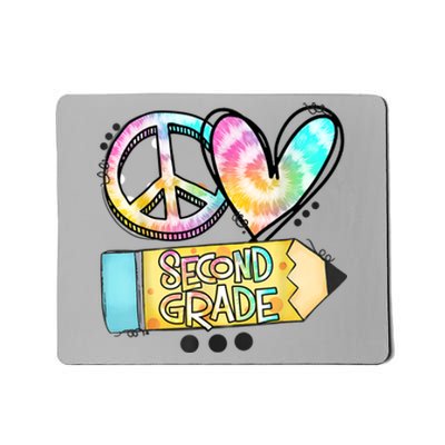 Peace Love Second Grade Funny TieDye Teacher Mousepad