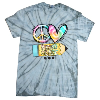 Peace Love Second Grade Funny TieDye Teacher Tie-Dye T-Shirt