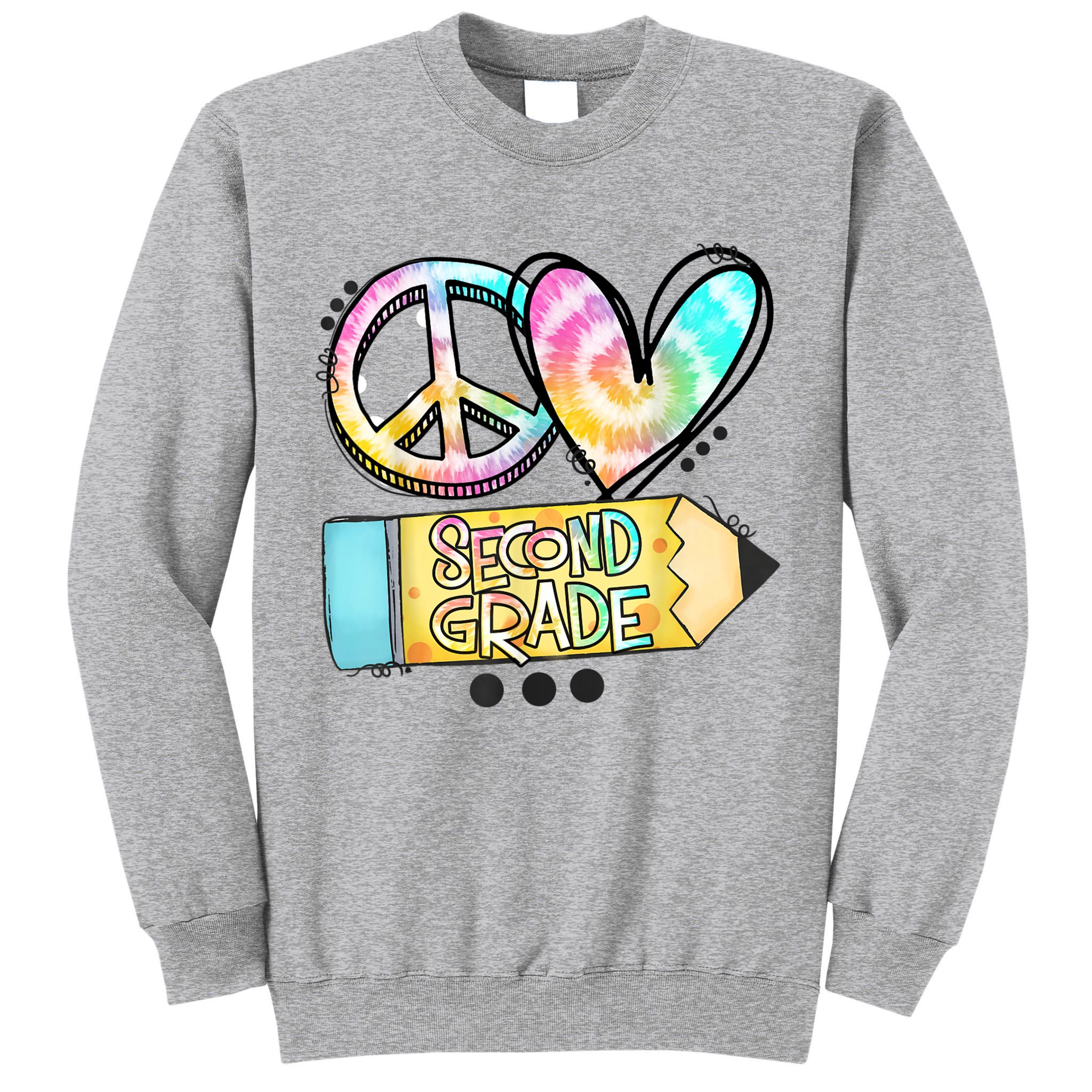 Peace Love Second Grade Funny TieDye Teacher Tall Sweatshirt