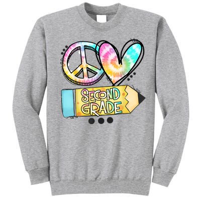 Peace Love Second Grade Funny TieDye Teacher Tall Sweatshirt