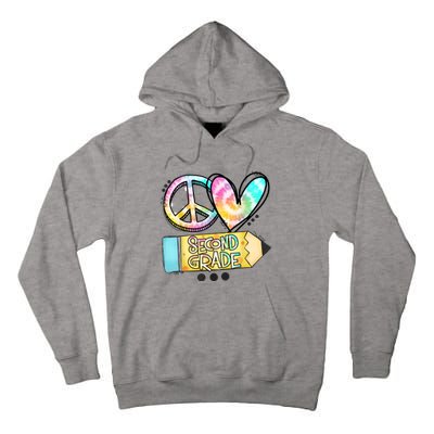 Peace Love Second Grade Funny TieDye Teacher Tall Hoodie