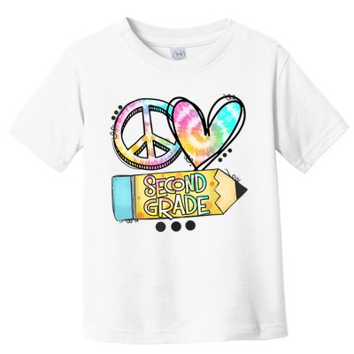 Peace Love Second Grade Funny TieDye Teacher Toddler T-Shirt