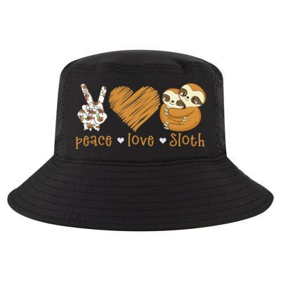 Peace Love Sloth Hand Sign Heart Sloth Lovers Gift Cool Comfort Performance Bucket Hat