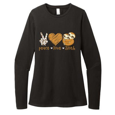 Peace Love Sloth Hand Sign Heart Sloth Lovers Gift Womens CVC Long Sleeve Shirt