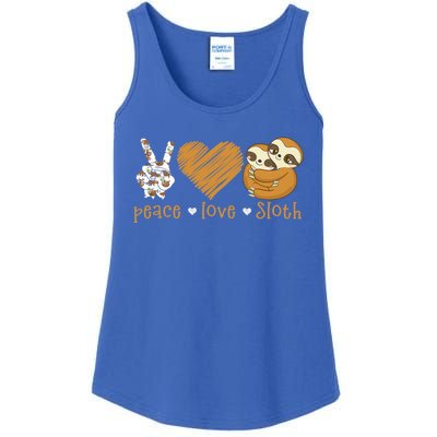 Peace Love Sloth Hand Sign Heart Sloth Lovers Gift Ladies Essential Tank