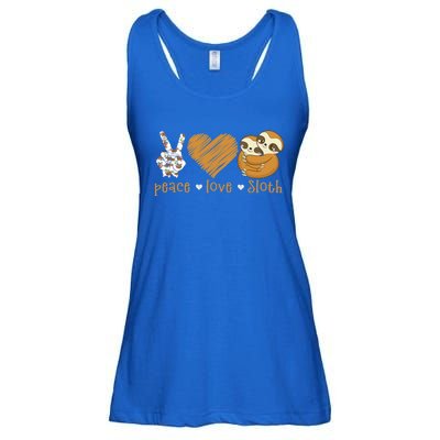 Peace Love Sloth Hand Sign Heart Sloth Lovers Gift Ladies Essential Flowy Tank