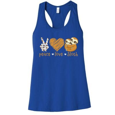 Peace Love Sloth Hand Sign Heart Sloth Lovers Gift Women's Racerback Tank