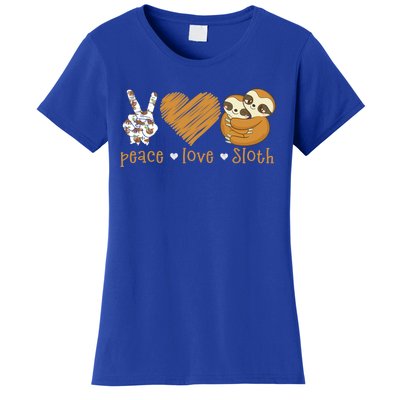 Peace Love Sloth Hand Sign Heart Sloth Lovers Gift Women's T-Shirt