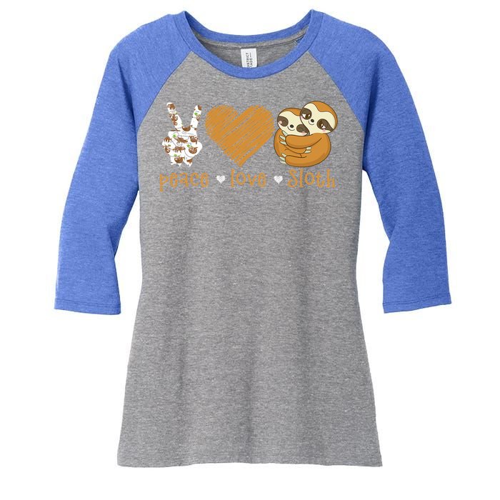 Peace Love Sloth Hand Sign Heart Sloth Lovers Gift Women's Tri-Blend 3/4-Sleeve Raglan Shirt