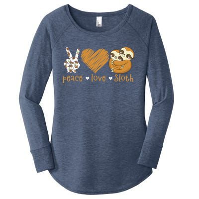 Peace Love Sloth Hand Sign Heart Sloth Lovers Gift Women's Perfect Tri Tunic Long Sleeve Shirt