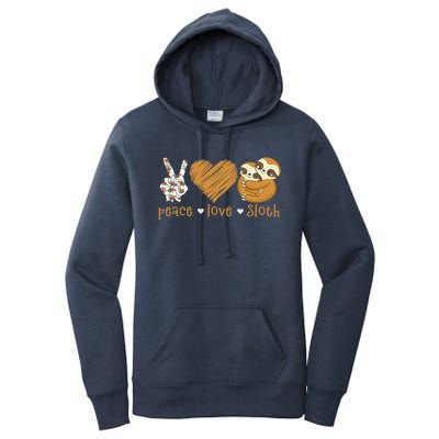 Peace Love Sloth Hand Sign Heart Sloth Lovers Gift Women's Pullover Hoodie