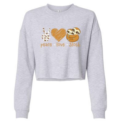 Peace Love Sloth Hand Sign Heart Sloth Lovers Gift Cropped Pullover Crew