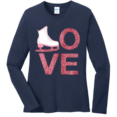 Pink Love Skating Dress Ice Skating Shoes Ladies Long Sleeve Shirt