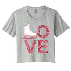 Pink Love Skating Dress Ice Skating Shoes Women's Crop Top Tee