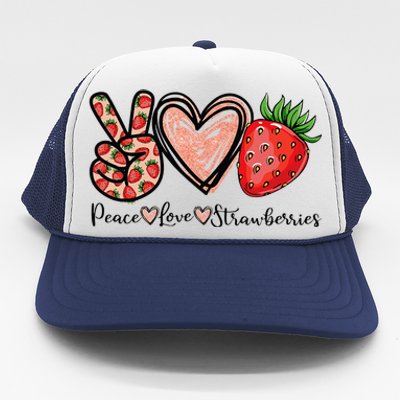 Peace Love Strawberry Farmer Strawberries Lover Berry Fruits Trucker Hat