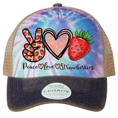 Peace Love Strawberry Farmer Strawberries Lover Berry Fruits Legacy Tie Dye Trucker Hat