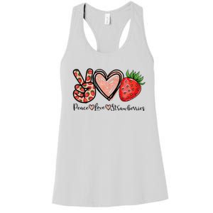 Peace Love Strawberry Farmer Strawberries Lover Berry Fruits Women's Racerback Tank