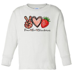 Peace Love Strawberry Farmer Strawberries Lover Berry Fruits Toddler Long Sleeve Shirt