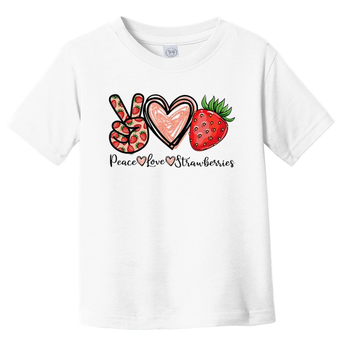 Peace Love Strawberry Farmer Strawberries Lover Berry Fruits Toddler T-Shirt