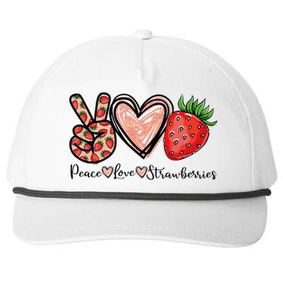 Peace Love Strawberry Farmer Strawberries Lover Berry Fruits Snapback Five-Panel Rope Hat