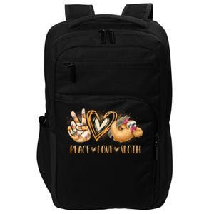 Peace Love Sloth Hand Sign Heart Sloth Lovers Gift Impact Tech Backpack