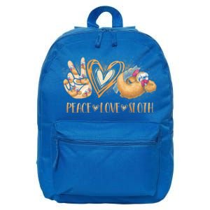 Peace Love Sloth Hand Sign Heart Sloth Lovers Gift 16 in Basic Backpack