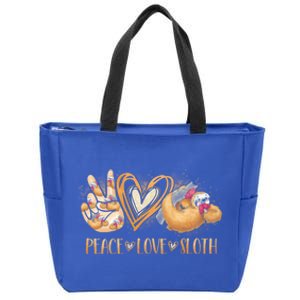 Peace Love Sloth Hand Sign Heart Sloth Lovers Gift Zip Tote Bag