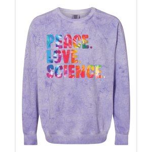 Peace Love Science Funny Awesome Tie Dye Colorblast Crewneck Sweatshirt