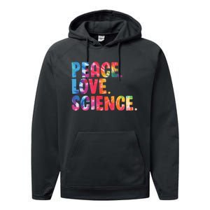 Peace Love Science Funny Awesome Tie Dye Performance Fleece Hoodie