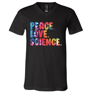 Peace Love Science Funny Awesome Tie Dye V-Neck T-Shirt