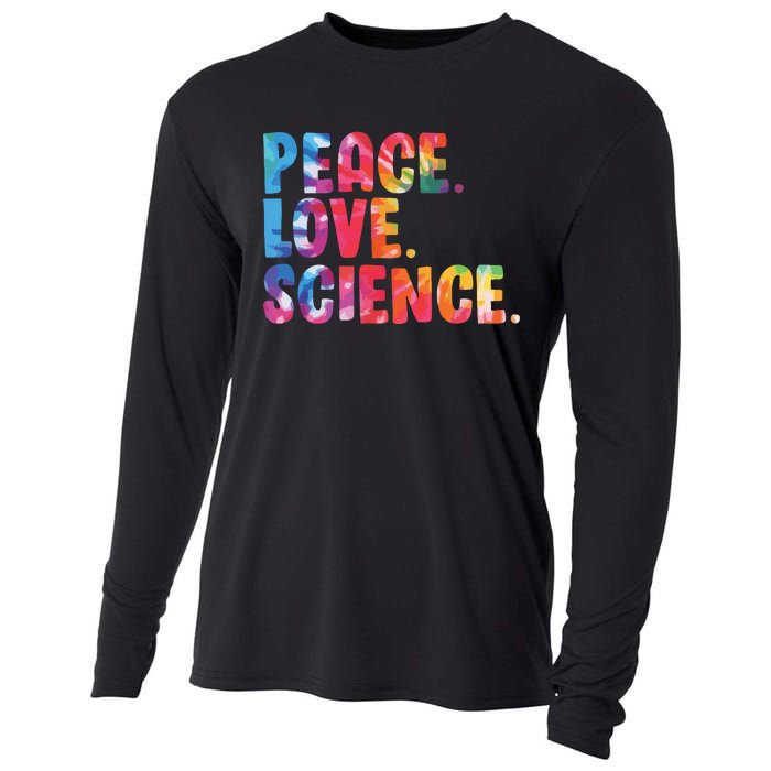 Peace Love Science Funny Awesome Tie Dye Cooling Performance Long Sleeve Crew