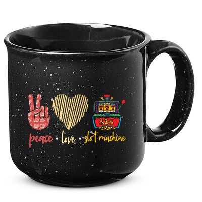 Peace Love Slot Machine Lucky Las Vegas Casino Game 15oz Campfire Ceramic Mug