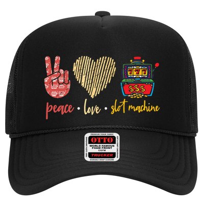 Peace Love Slot Machine Lucky Las Vegas Casino Game Trucker Hat