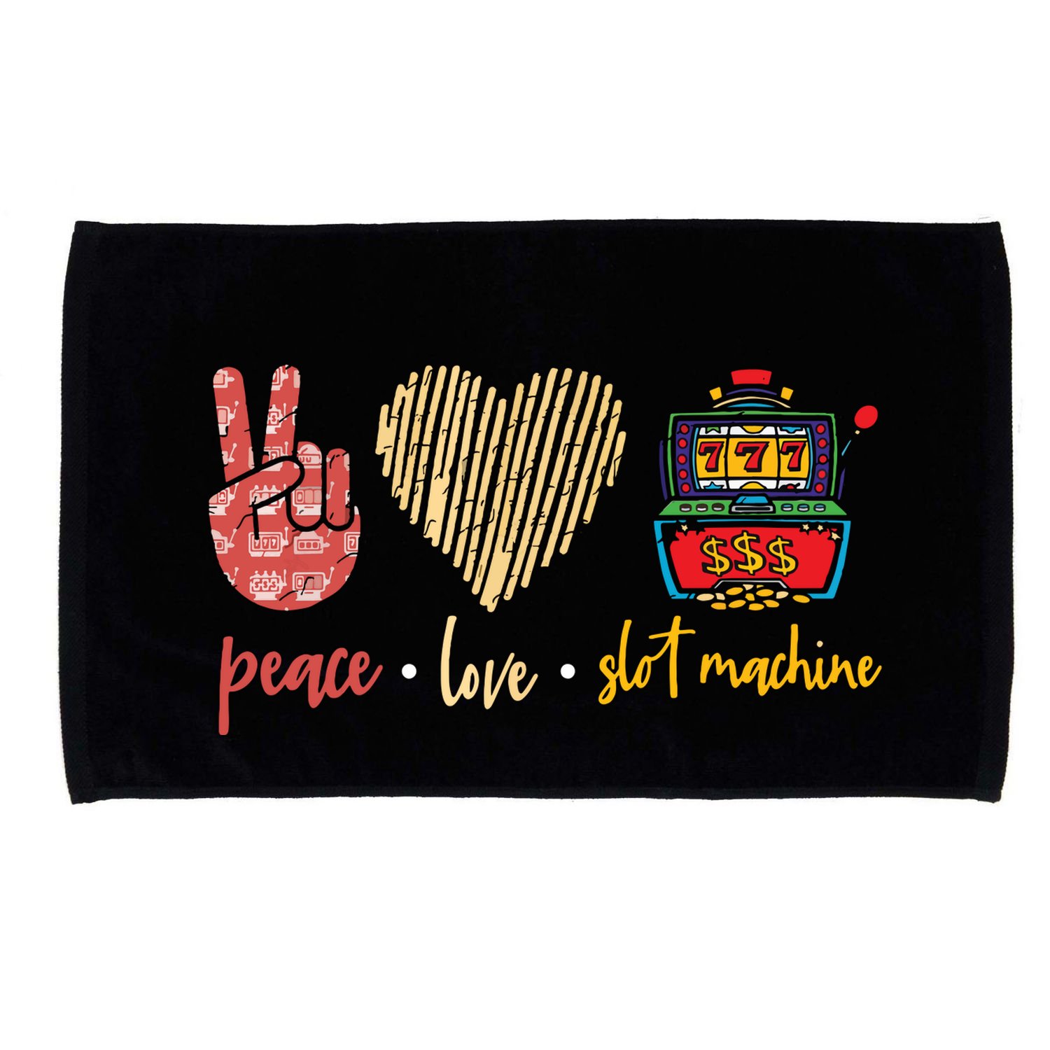 Peace Love Slot Machine Lucky Las Vegas Casino Game Microfiber Hand Towel
