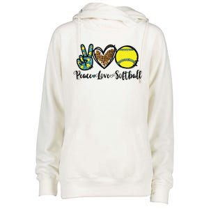 Peace Love Softball For Teen Girl Cute Leopard Softball Womens Funnel Neck Pullover Hood