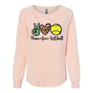 Peace Love Softball For Teen Girl Cute Leopard Softball Womens California Wash Sweatshirt