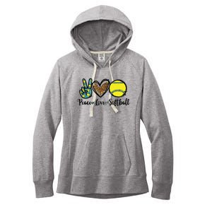 Peace Love Softball For Teen Girl Cute Leopard Softball Women's Fleece Hoodie