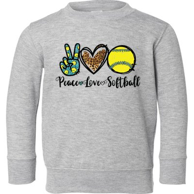 Peace Love Softball For Teen Girl Cute Leopard Softball Toddler Sweatshirt