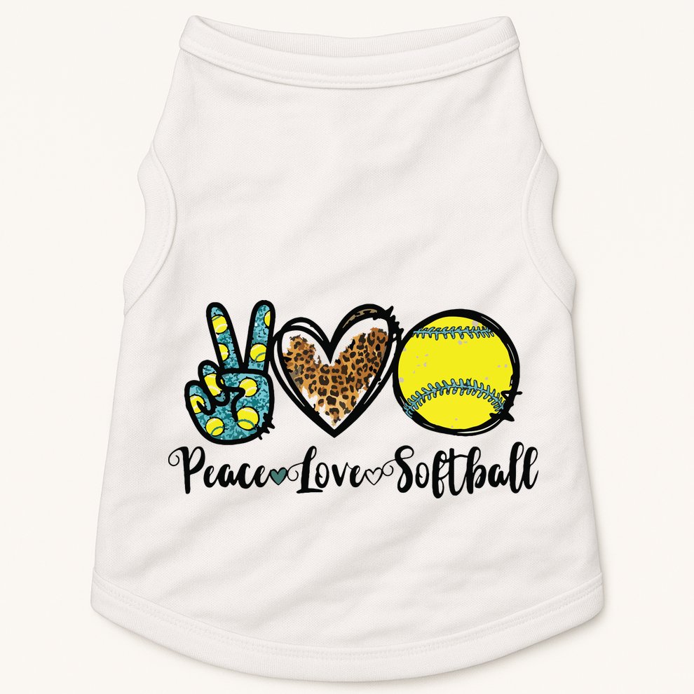 Peace Love Softball For Teen Girl Cute Leopard Softball Doggie Tank