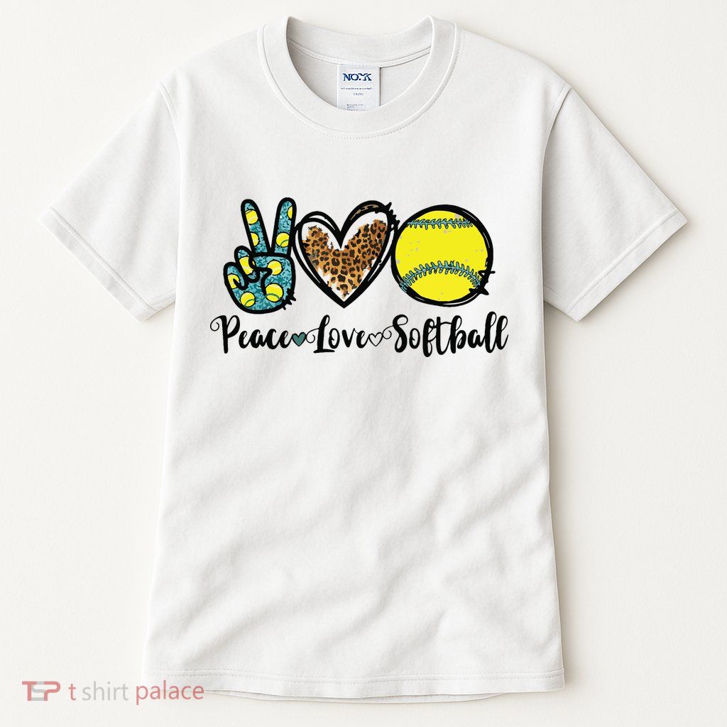 Peace Love Softball For Teen Girl Cute Leopard Softball Tall T-Shirt