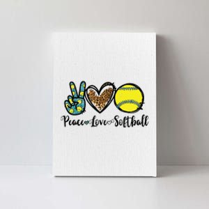 Peace Love Softball For Teen Girl Cute Leopard Softball Canvas