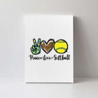 Peace Love Softball For Teen Girl Cute Leopard Softball Canvas