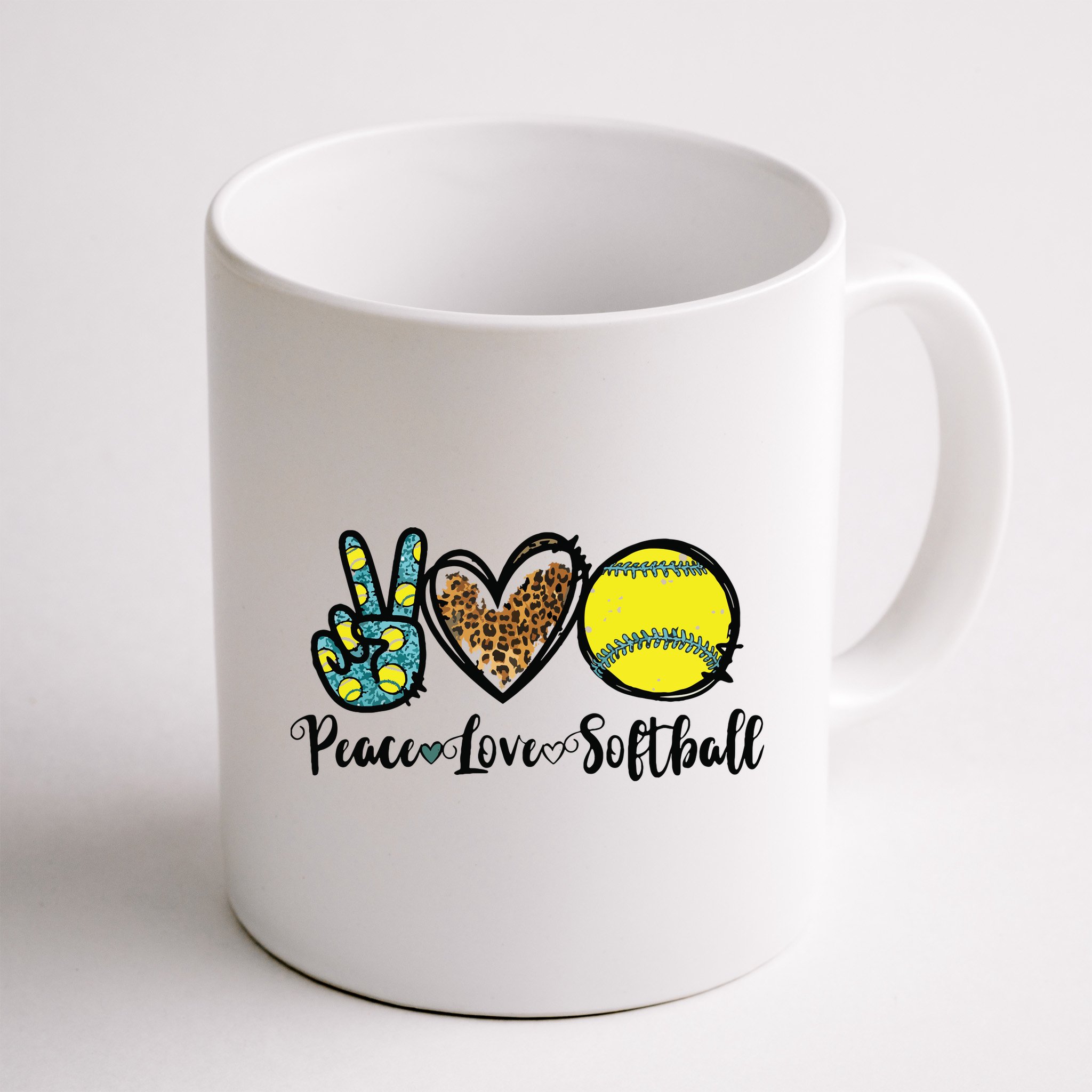 Peace Love Softball For Teen Girl Cute Leopard Softball Mug