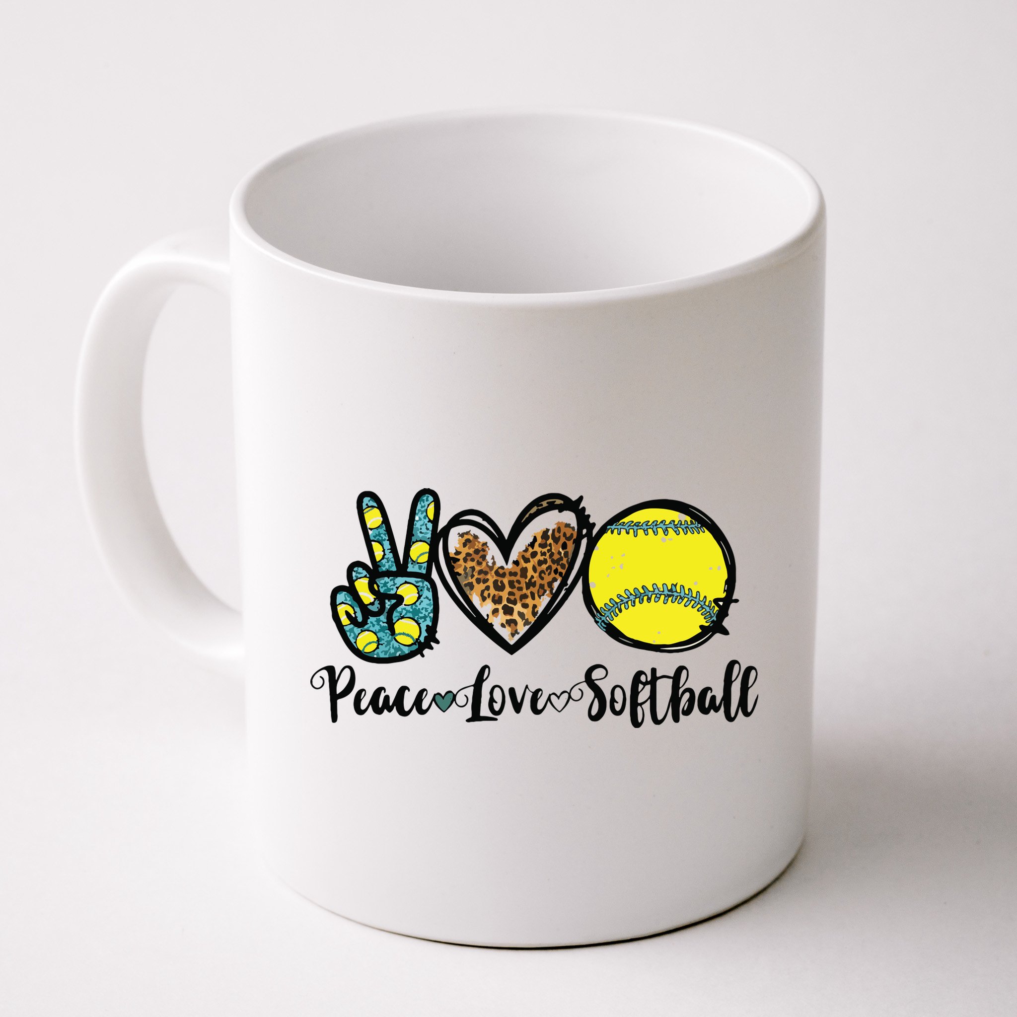 Peace Love Softball For Teen Girl Cute Leopard Softball Mug